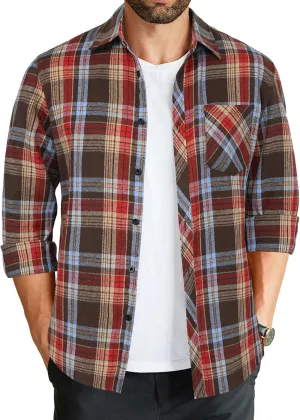 COOFANDY Men's Flannel Plaid Shirts Long Sleeve Button Down Shirts Casual Fall Shirt Jacket