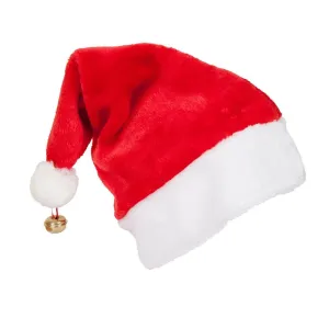 Deluxe Santa Hat With Bell Red Adults Christmas One Size