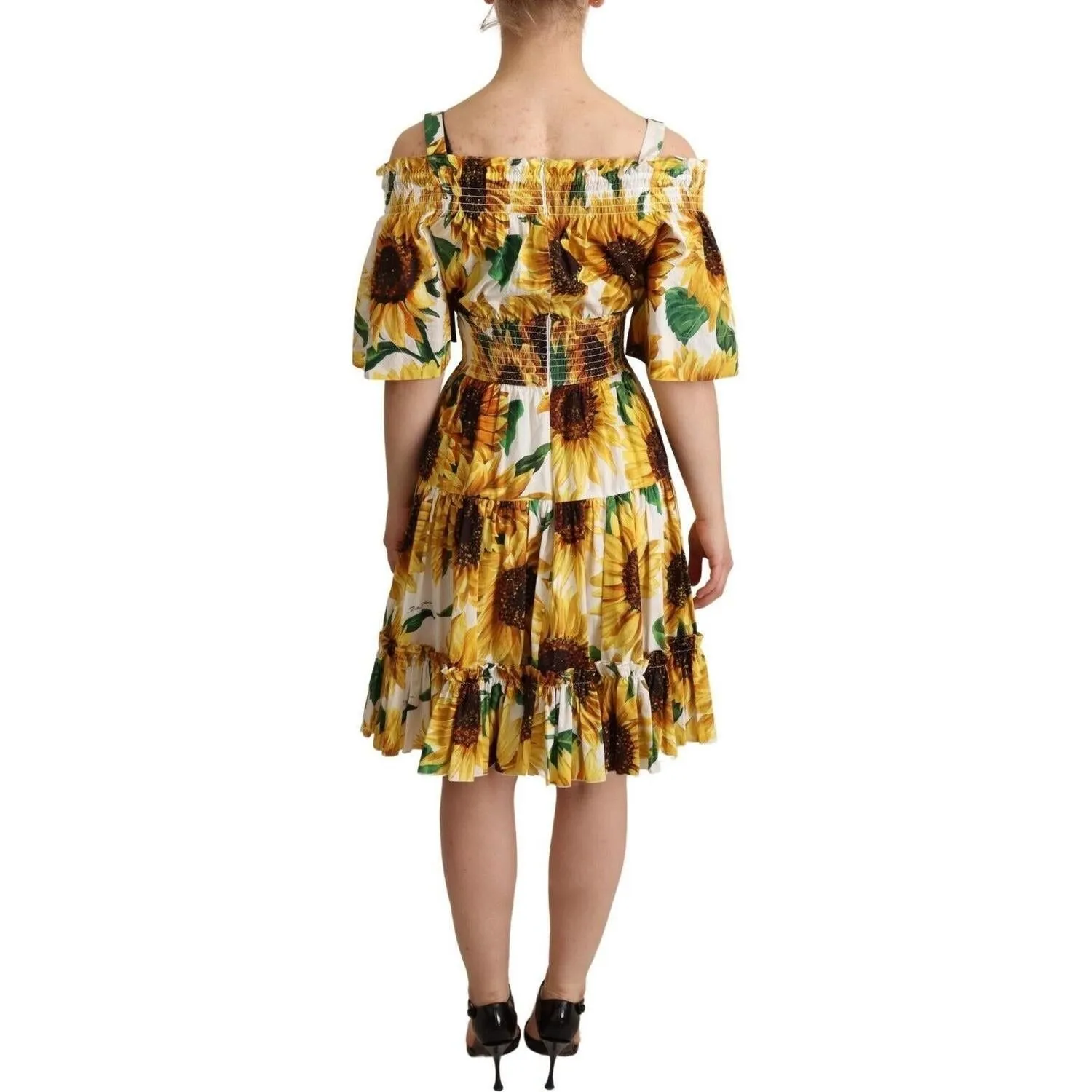 Dolce & Gabbana Elegant Sunflower Open Shoulder Dress