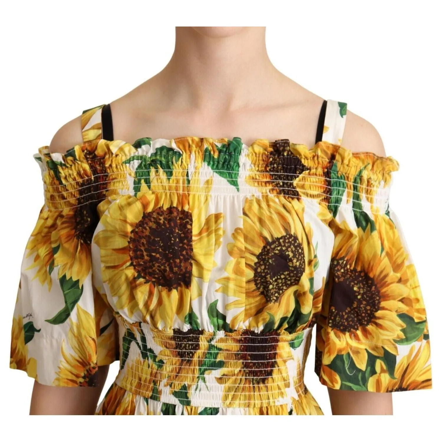 Dolce & Gabbana Elegant Sunflower Open Shoulder Dress