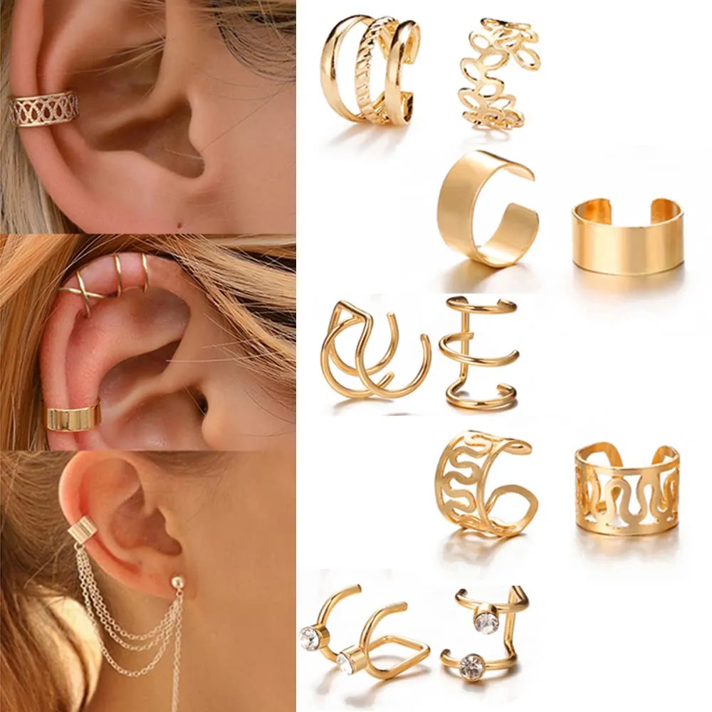 Hair Braids Dreadlock Non-Piercing Ear Clip Beard Beads Cuffs Clip Hair for Women Men Hair Accessories Styling Jewelry Tools (Gold)