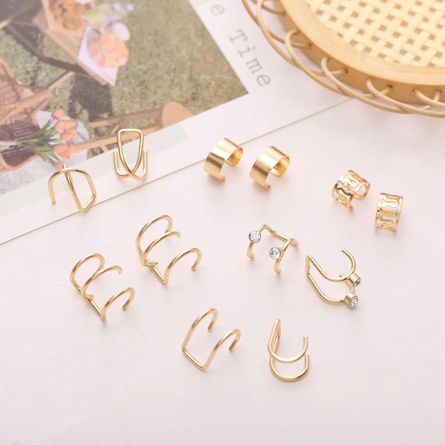 Hair Braids Dreadlock Non-Piercing Ear Clip Beard Beads Cuffs Clip Hair for Women Men Hair Accessories Styling Jewelry Tools (Gold)