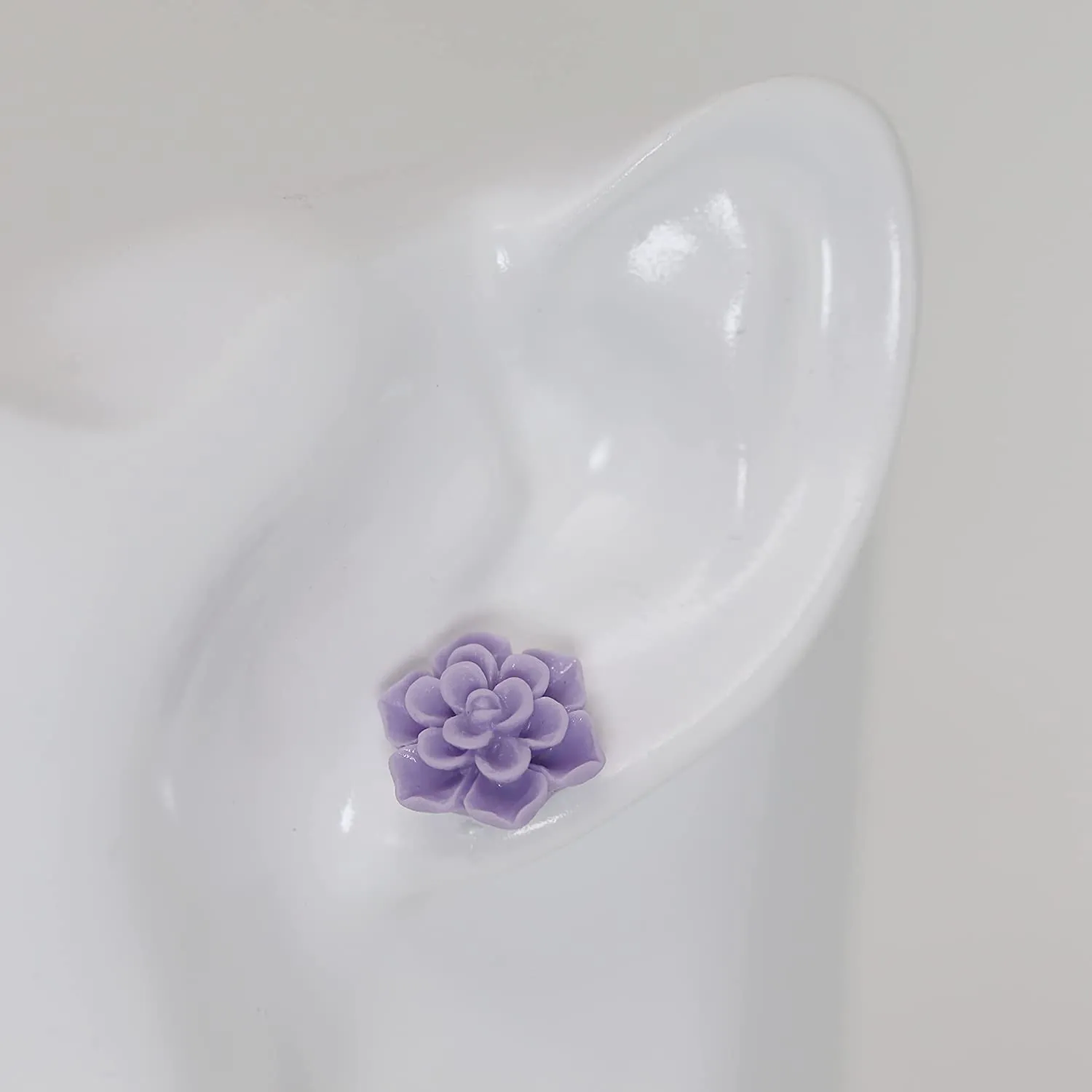 Hypoallergenic Succulent Earrings for Sensitive Ears (Purple, Pure Titanium)
