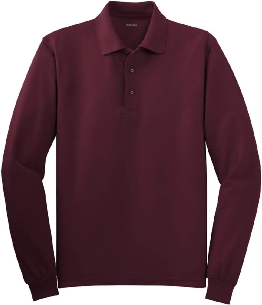 Joe's USA Mens Long Sleeve Polo Shirts in 9 Colors. Regular and Tall Sizes: XS-6XL