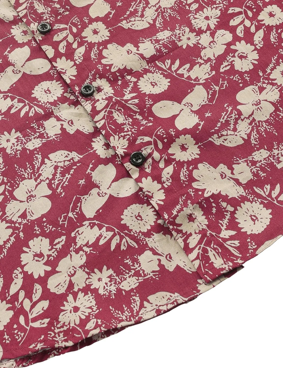 JOGAL Men's Flower Cotton Button Down Short Sleeve Hawaiian Shirt