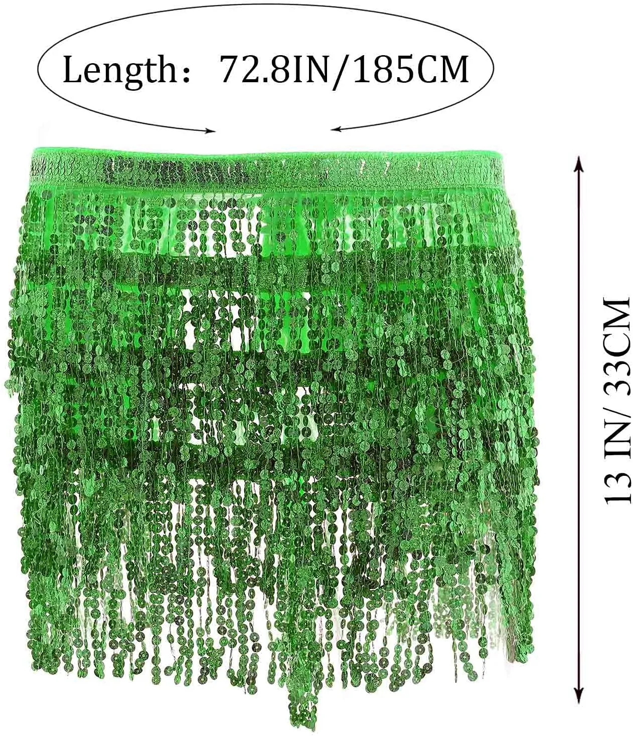 Kakaco Gold Tassel Skirt Women Sequin Fringe Skirts Sparkly Belly Dance Skirt Sparkle Hip Scarf