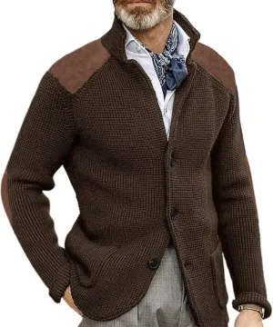 Maiyifu-GJ Men's Stand Collar Button Down Cardigan Casual Slim Fit Cardigan Jacket Thermal Waffle Knit Sweaters