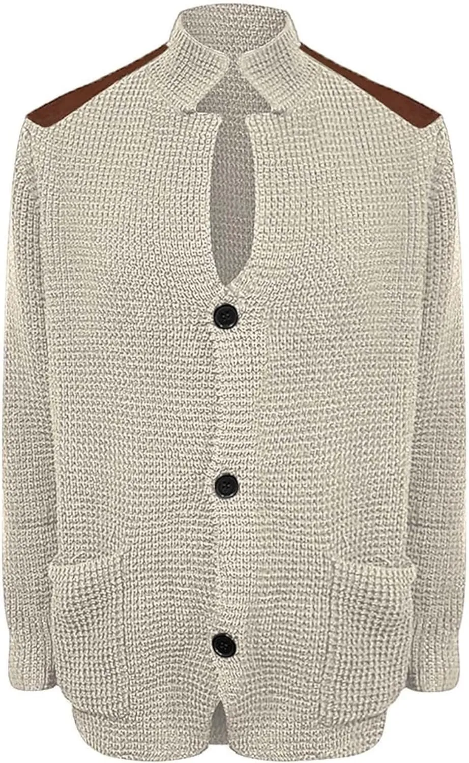 Maiyifu-GJ Men's Stand Collar Button Down Cardigan Casual Slim Fit Cardigan Jacket Thermal Waffle Knit Sweaters