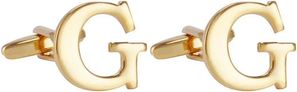 Men's Gold Alphabet Cufflinks 1 Pair with Gift Box