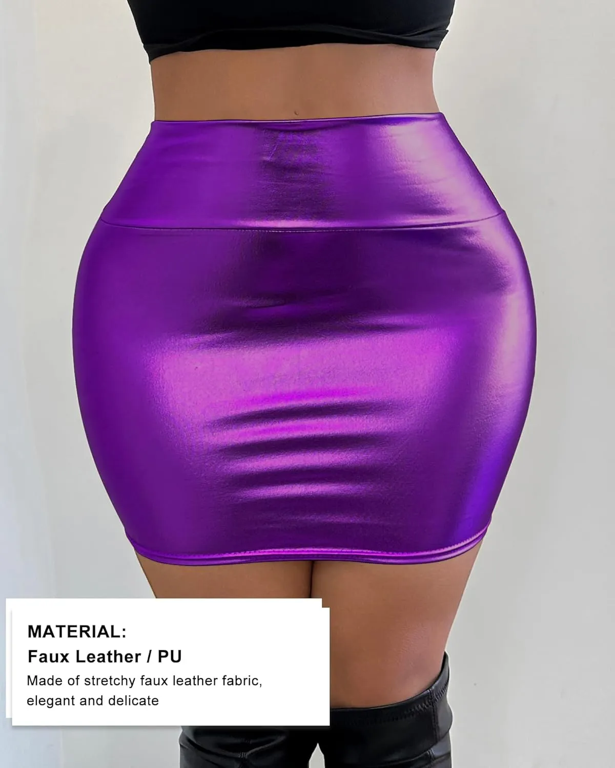 Metallic Bodycon Mini Skirt - High Shine Silver Party Wear, Liquid Sexy Tight Pencil Skirt for Women