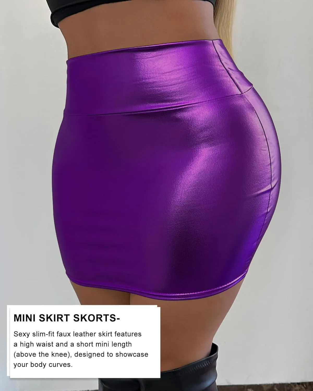 Metallic Bodycon Mini Skirt - High Shine Silver Party Wear, Liquid Sexy Tight Pencil Skirt for Women