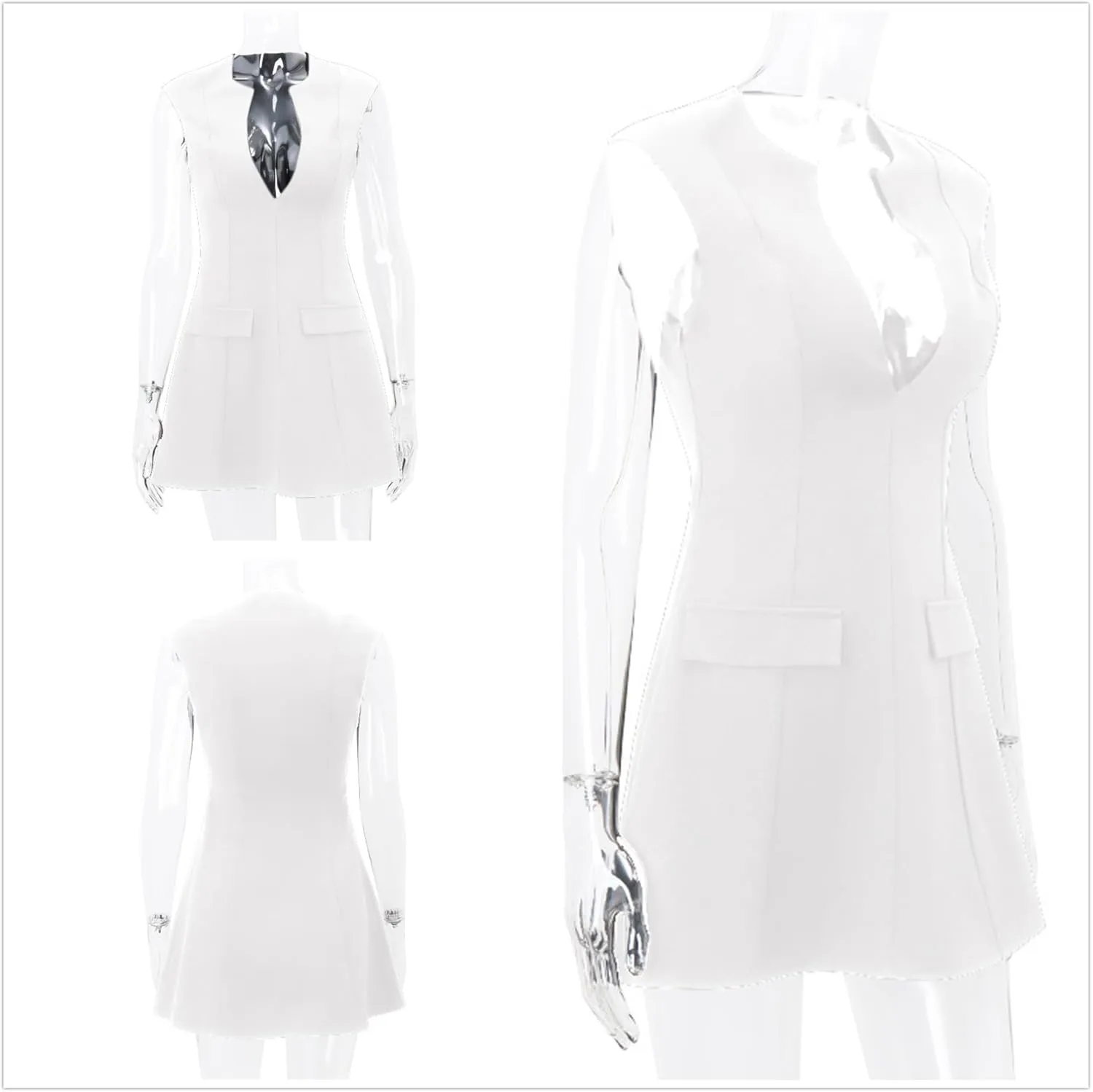MINGSEECESS Women Cap Sleeve Mini Short Dress Deep V Neck Bodycon A-line Party Club Dresses