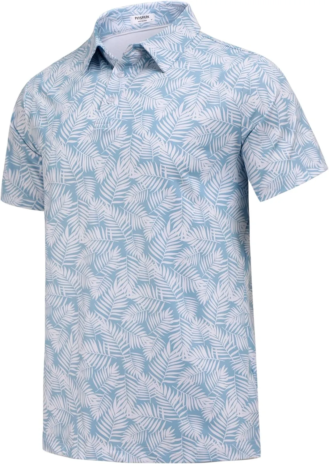 PINSPARK Men's Dry Fit Golf Shirts Moisture Wicking Performance Polo Shirts for Men Summer Print Golf Polo Shirt Short Sleeve
