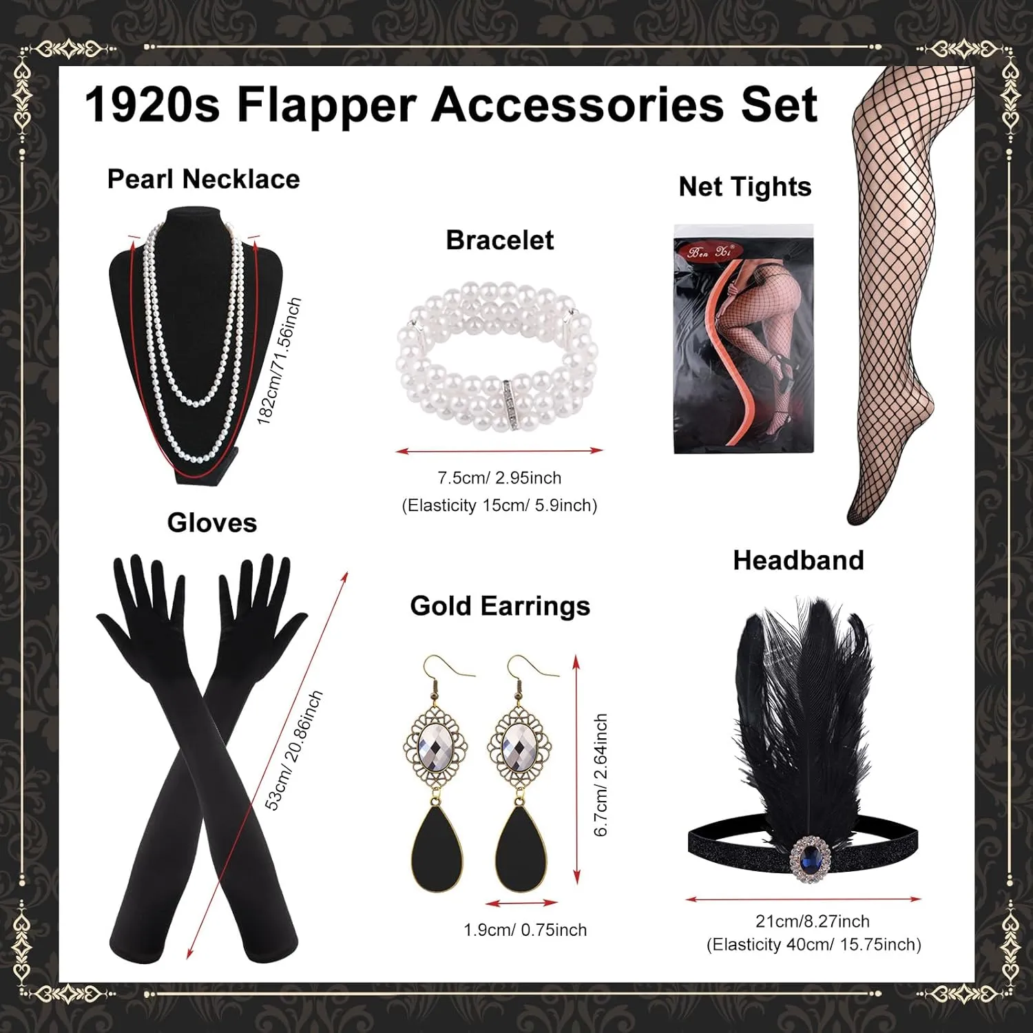 PLULON 1920s Dresses for Women, Sequin Fringed Gatsby Flapper Cocktail Dresses with 20s Accessories Set, Roaring 20s Costumes