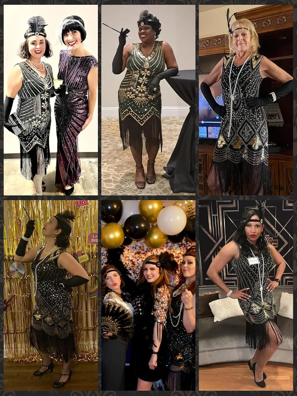 PLULON 1920s Dresses for Women, Sequin Fringed Gatsby Flapper Cocktail Dresses with 20s Accessories Set, Roaring 20s Costumes