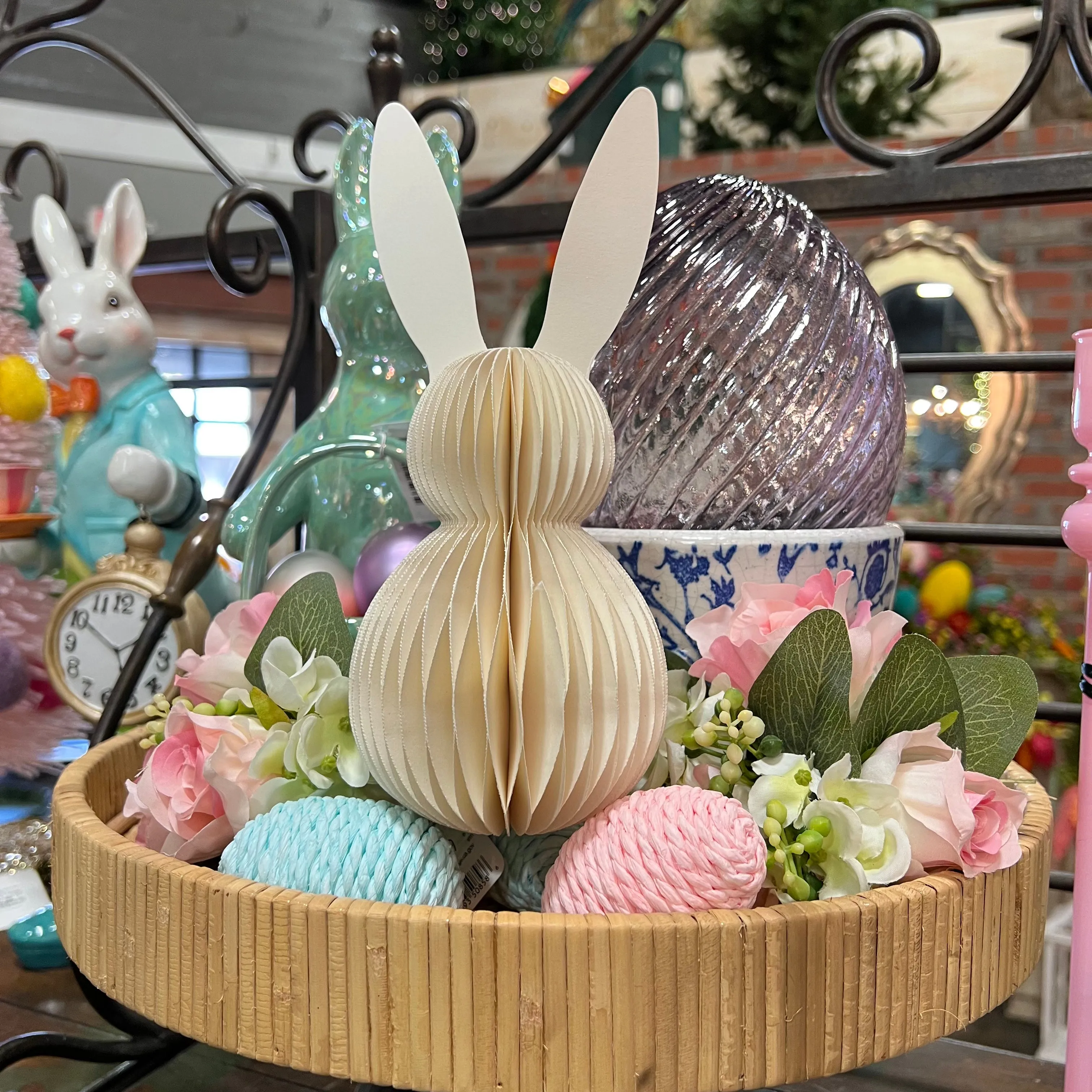 Purple Swirl Patterned Glass Egg, 6"
