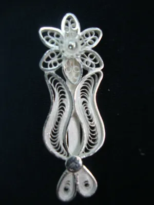 Silver Filigree Saree Pin Brooch SSP013