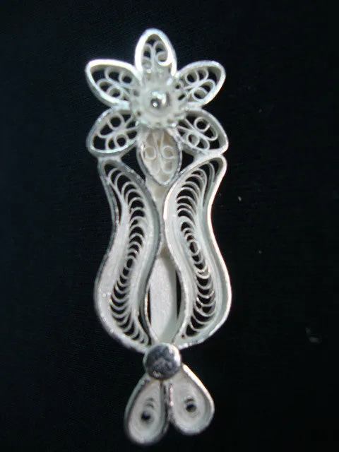 Silver Filigree Saree Pin Brooch SSP013