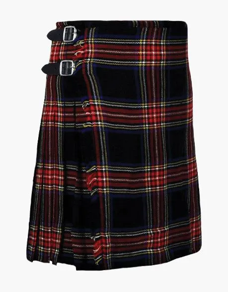 STEWART KILT IN BLACK TARTAN