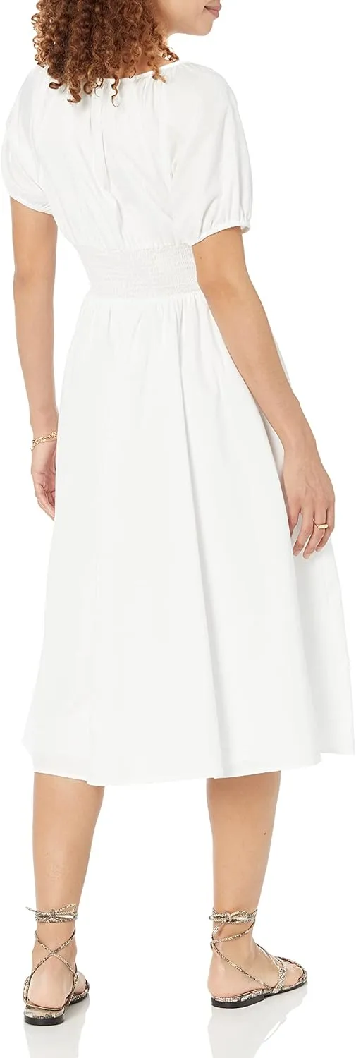 The Drop Women's Daksha Cotton Smocked Zipper Detail Dress