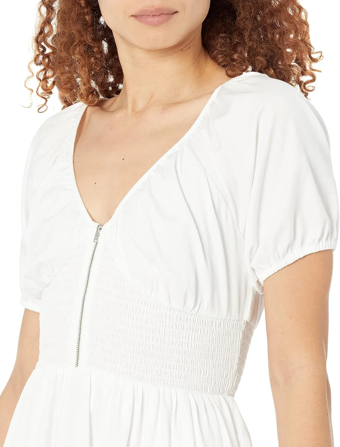 The Drop Women's Daksha Cotton Smocked Zipper Detail Dress