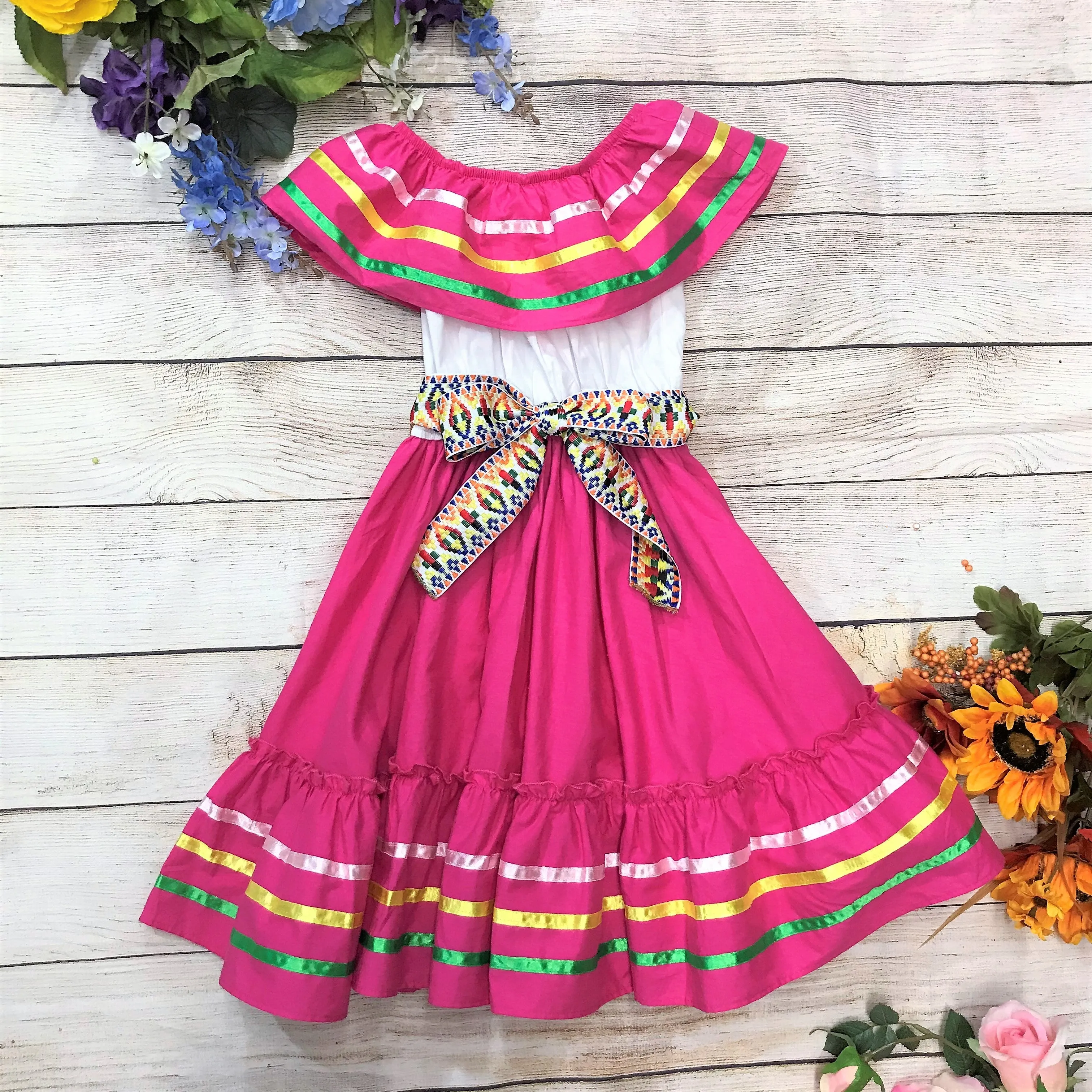 unik Girl's Fancy Traditional Mexican Cinco De Mayo Fiesta Dress Size 4-14