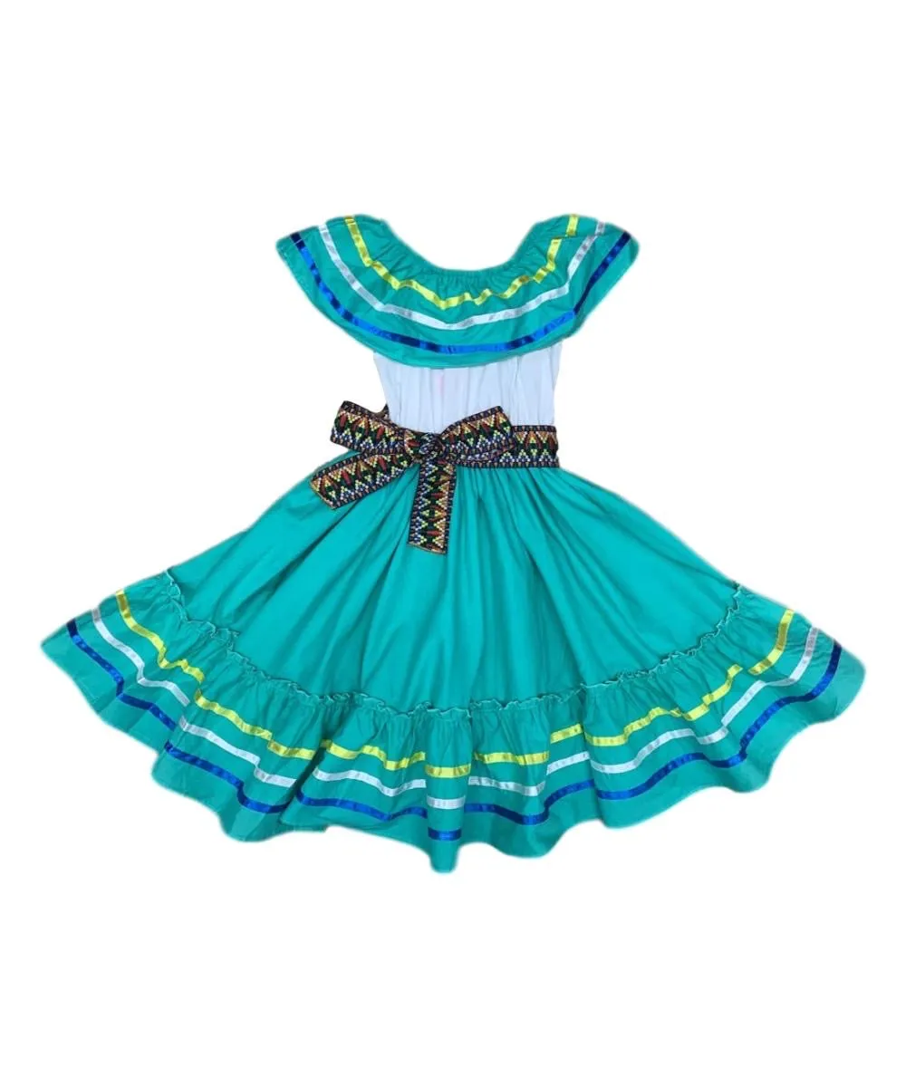 unik Girl's Fancy Traditional Mexican Cinco De Mayo Fiesta Dress Size 4-14