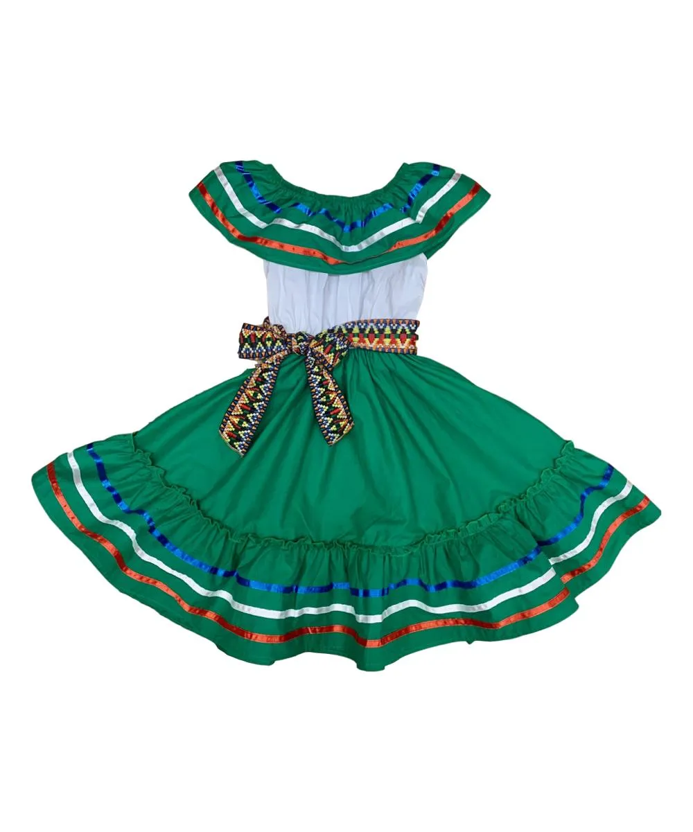 unik Girl's Fancy Traditional Mexican Cinco De Mayo Fiesta Dress Size 4-14
