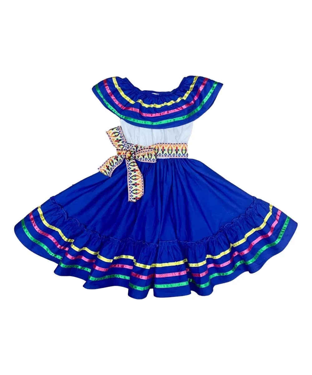 unik Girl's Fancy Traditional Mexican Cinco De Mayo Fiesta Dress Size 4-14