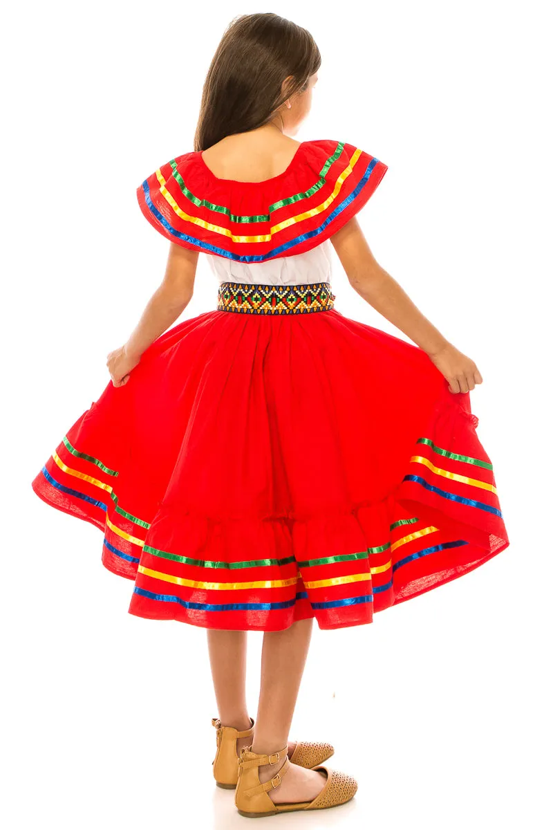 unik Girl's Fancy Traditional Mexican Cinco De Mayo Fiesta Dress Size 4-14