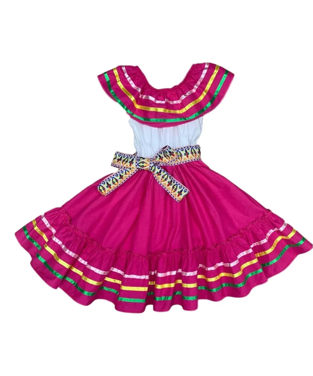 unik Girl's Fancy Traditional Mexican Cinco De Mayo Fiesta Dress Size 4-14