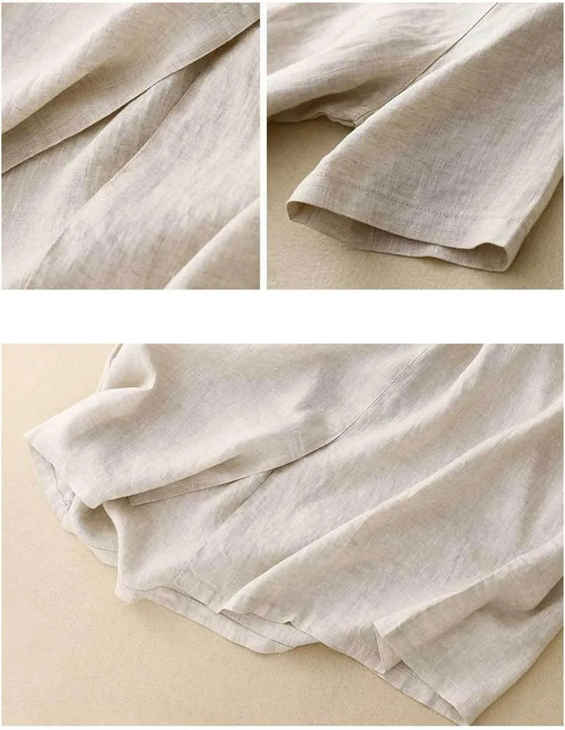 Women Bohemian Cotton Linen Dresses 3/4 Sleeve Maxi Long Dress Plain Classic Dresses Trendy Boho Dresses with Belt