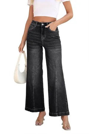 Women High Rise Flared Jeans Straight Leg Jeans for Women Trendy Mom Baggy Wide Leg Denim Pants