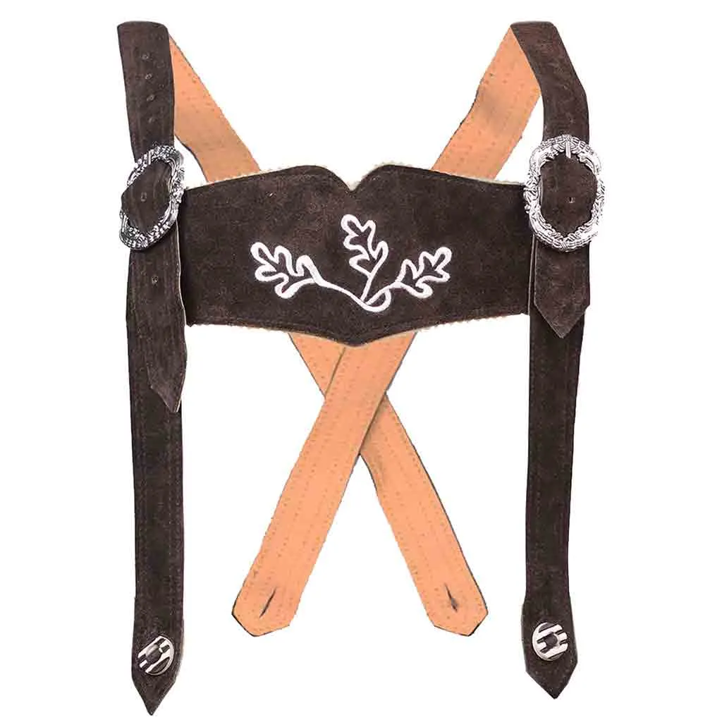 Women Oktoberfest Costumes Suede Lederhosen Leather Short Chocolate Brown