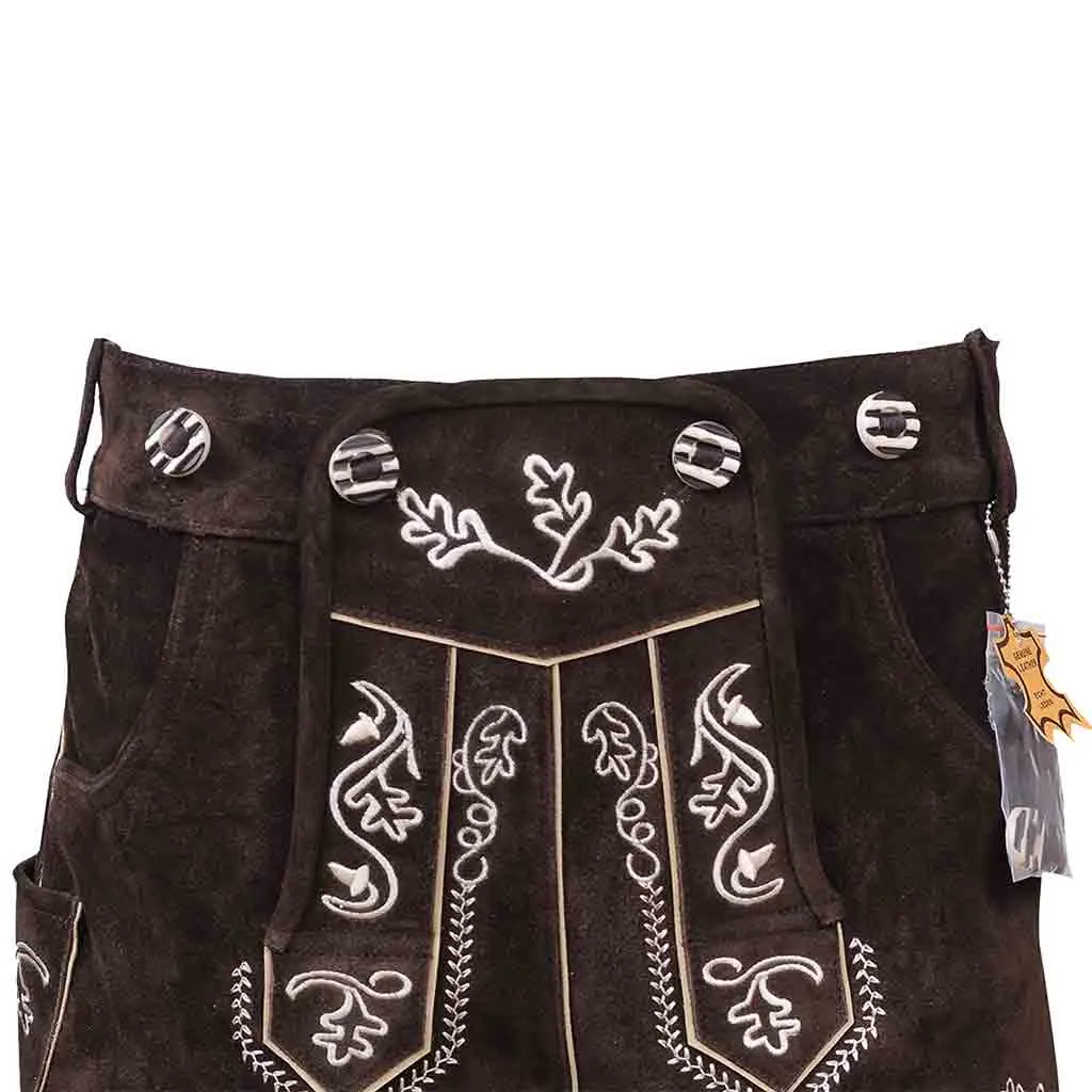 Women Oktoberfest Costumes Suede Lederhosen Leather Short Chocolate Brown
