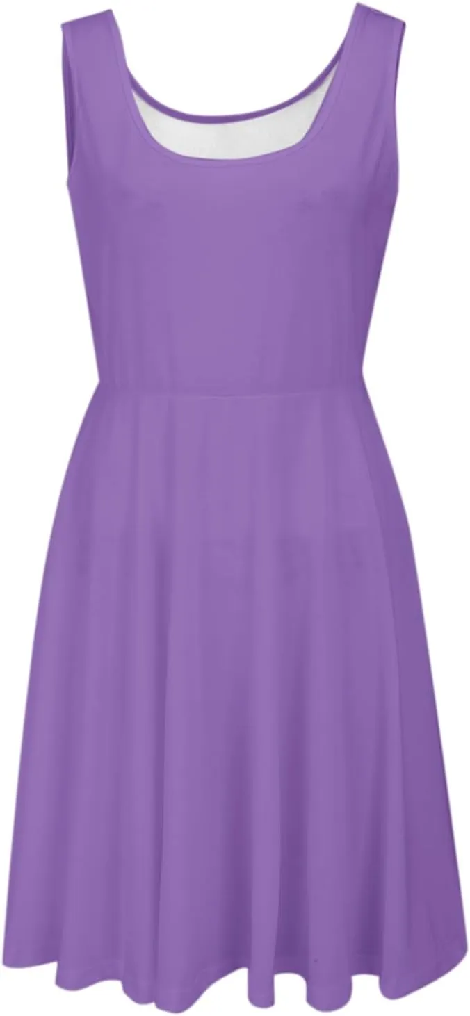 Women's Summer Dresses Scoop Neck Sleeveless A-Line Ribbed Knit Above Knee Tank Dress