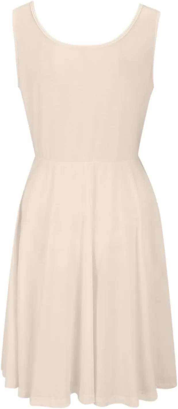 Women's Summer Dresses Scoop Neck Sleeveless A-Line Ribbed Knit Above Knee Tank Dress