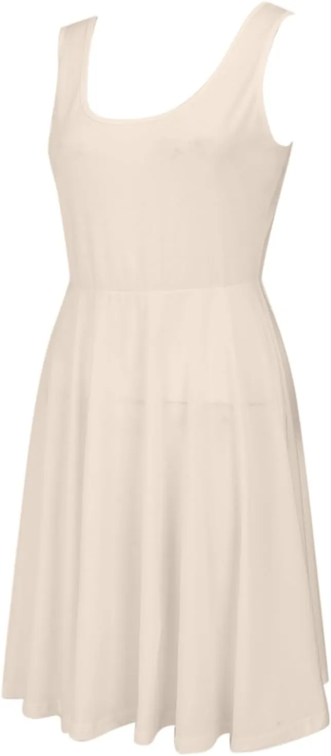 Women's Summer Dresses Scoop Neck Sleeveless A-Line Ribbed Knit Above Knee Tank Dress