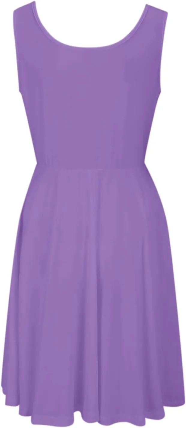 Women's Summer Dresses Scoop Neck Sleeveless A-Line Ribbed Knit Above Knee Tank Dress