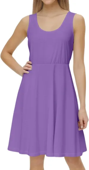 Women's Summer Dresses Scoop Neck Sleeveless A-Line Ribbed Knit Above Knee Tank Dress