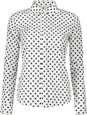 Women's Tops Feminine Long Sleeve Polka Dotted Button Down Casual Dress Blouses Shirts