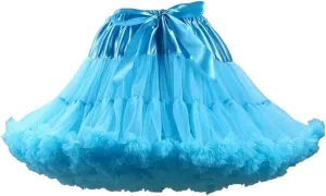 Womens Tulle Petticoats With Ribbon Elastic Waist Tutu Skirts Ballet Dance Cosplay Costumes
