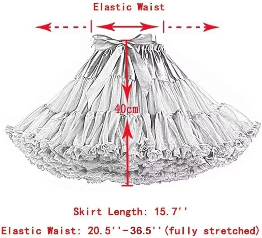 Womens Tulle Petticoats With Ribbon Elastic Waist Tutu Skirts Ballet Dance Cosplay Costumes