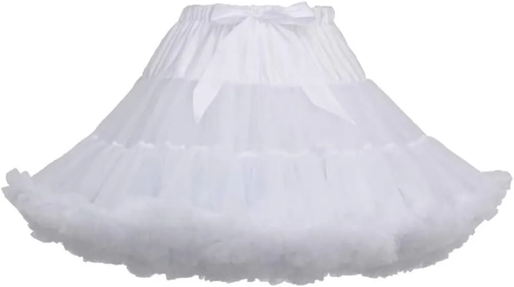 Womens Tulle Petticoats With Ribbon Elastic Waist Tutu Skirts Ballet Dance Cosplay Costumes