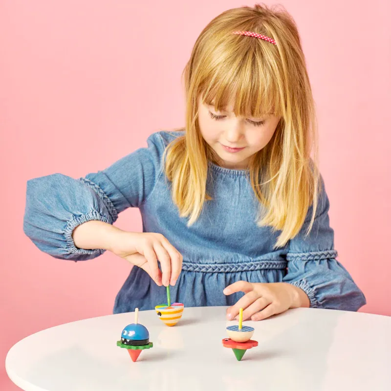 Wooden Dizzy Monster Spinning Top - 1 random style
